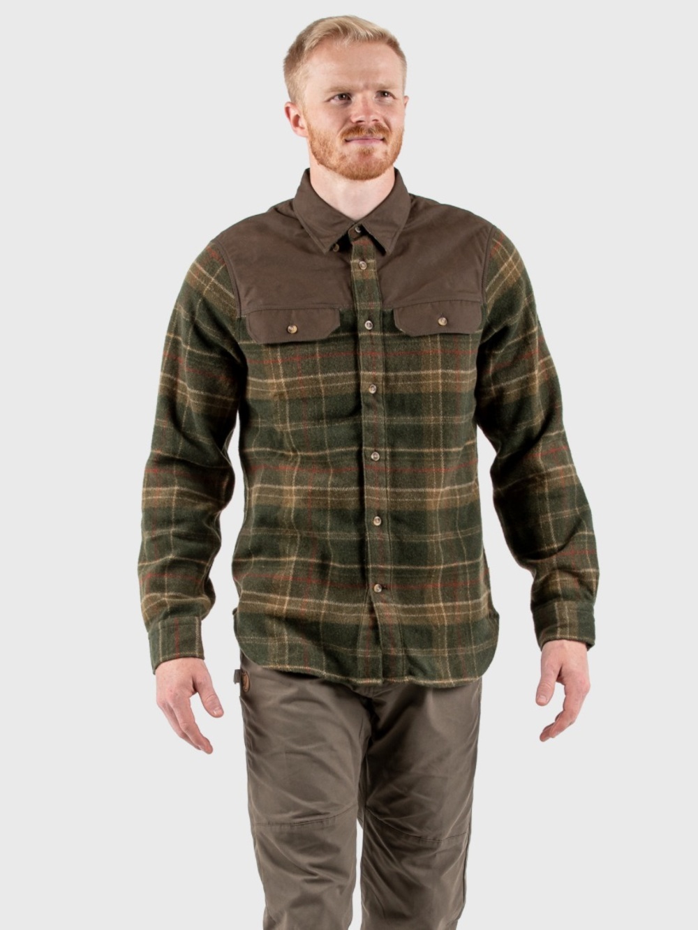 Mens Fjallraven Granit Flannel Button Up Wool Blend Oversized Comfort Size Small